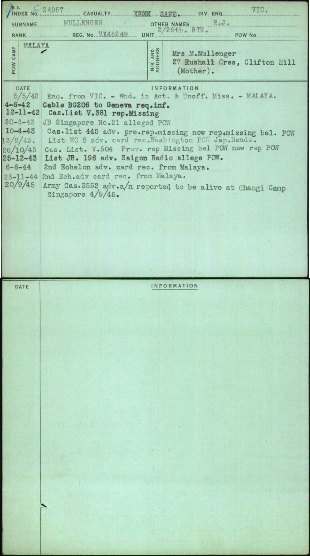 Mullenger, R J, VX45249