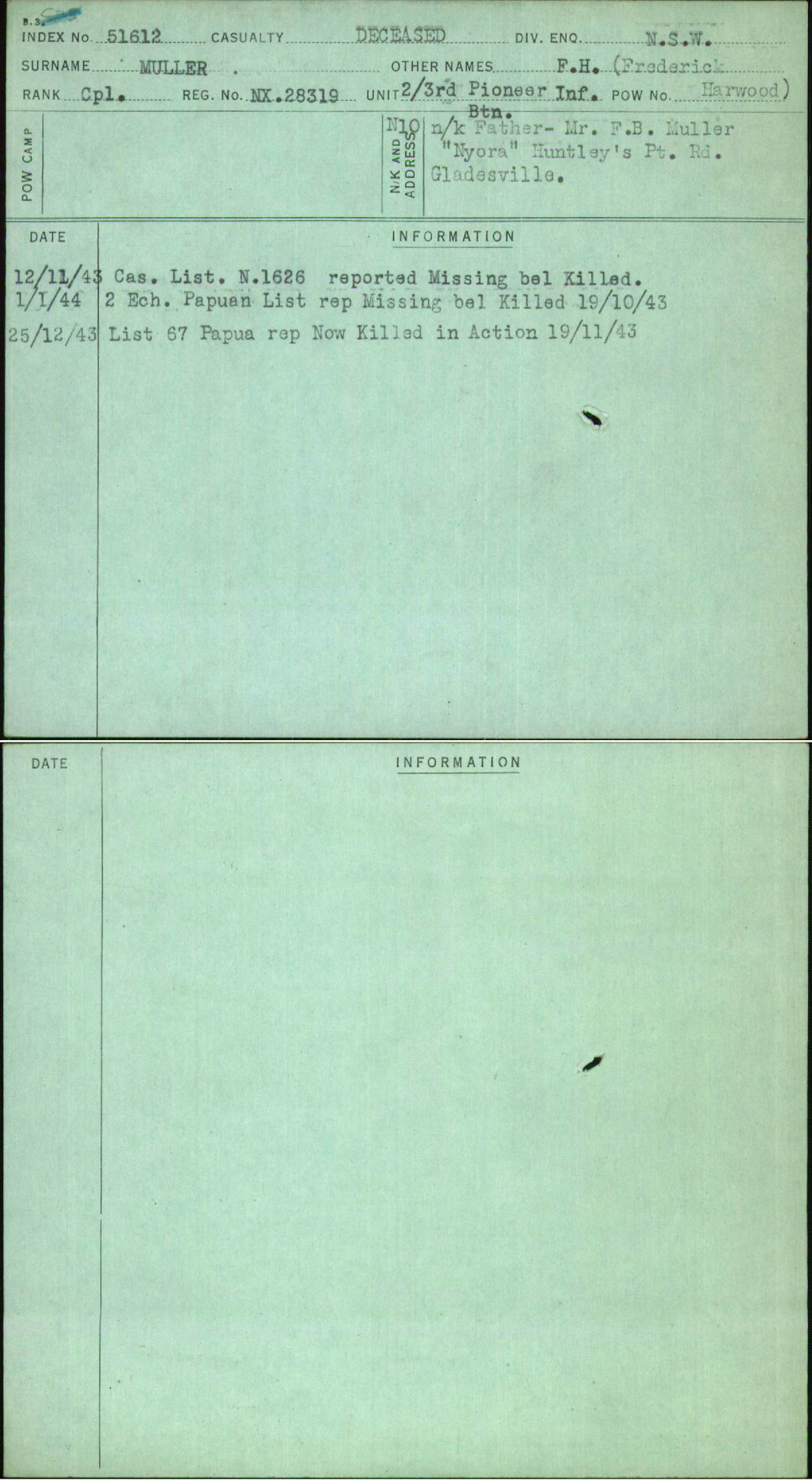 Muller, F H (Frederick Harwood), NX28319