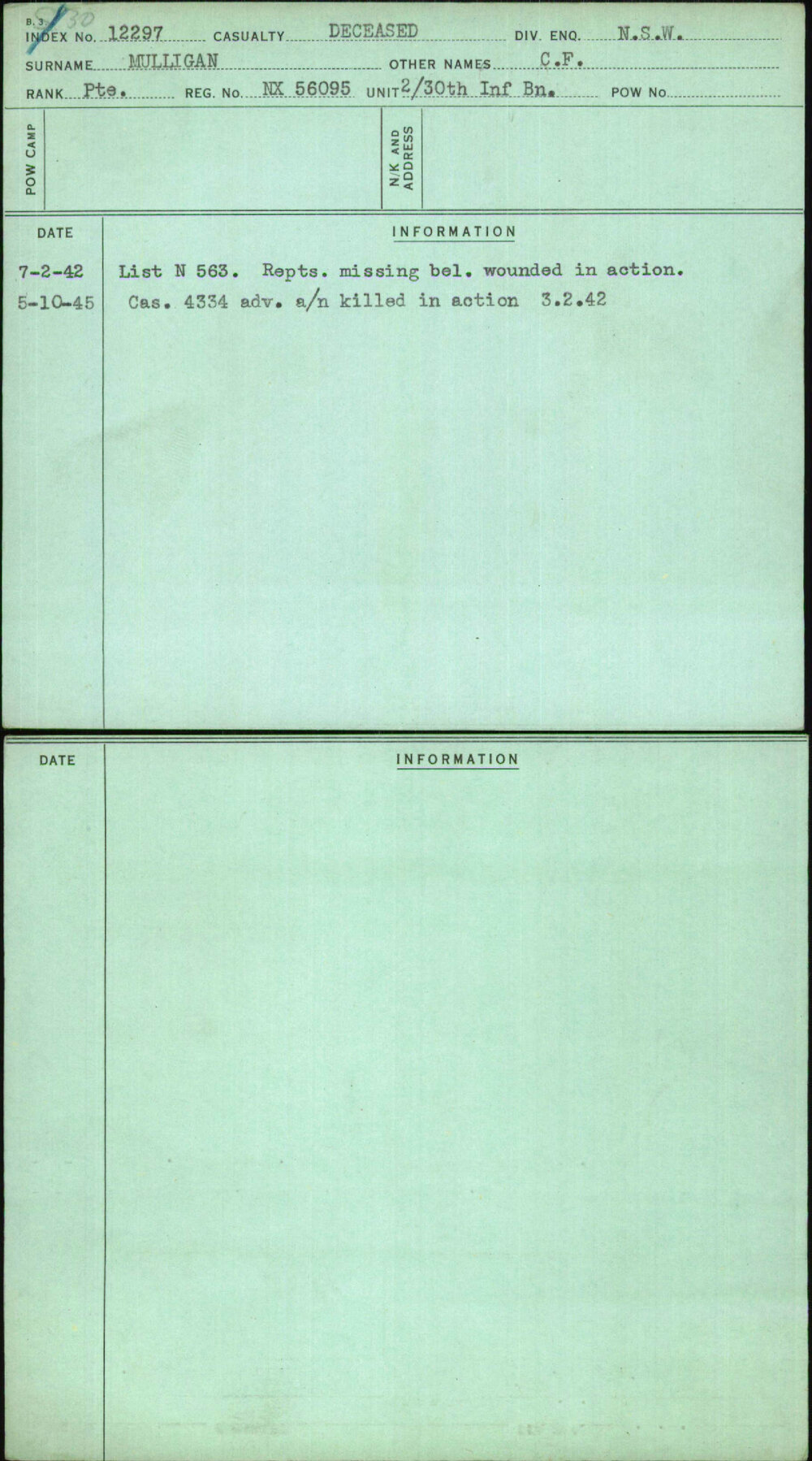 Mulligan, C F, NX56095