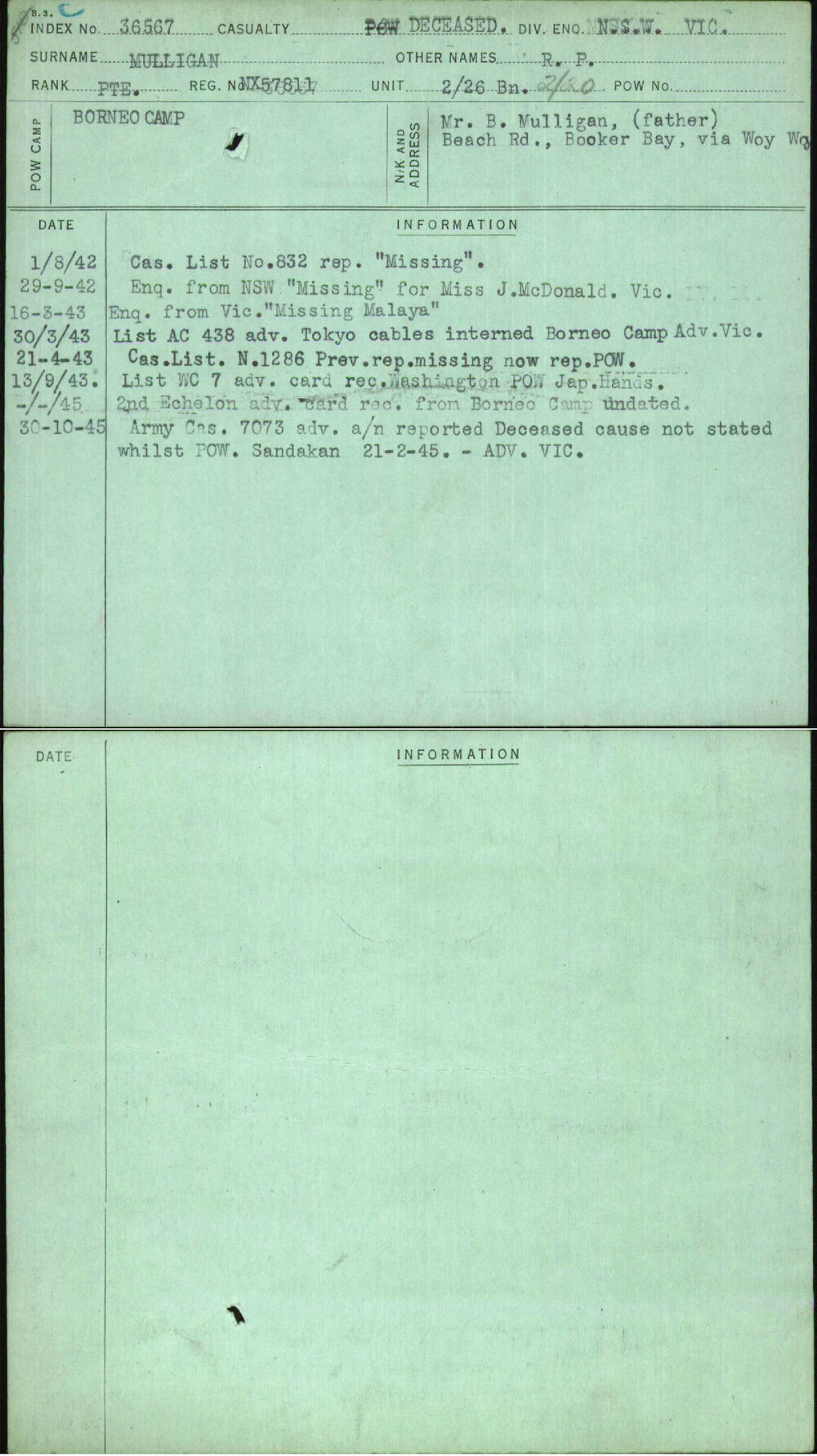 Mulligan, R P, NX57811