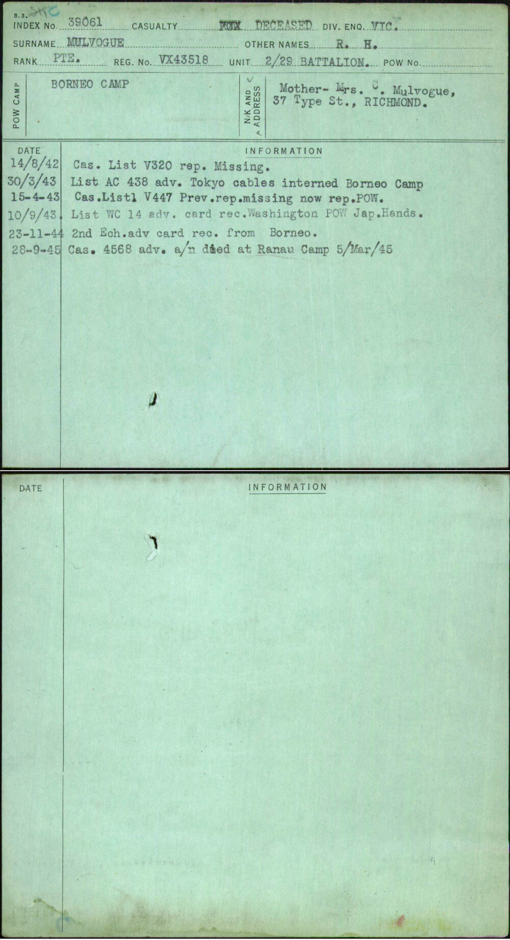 Mulvogue, R H, VX43518