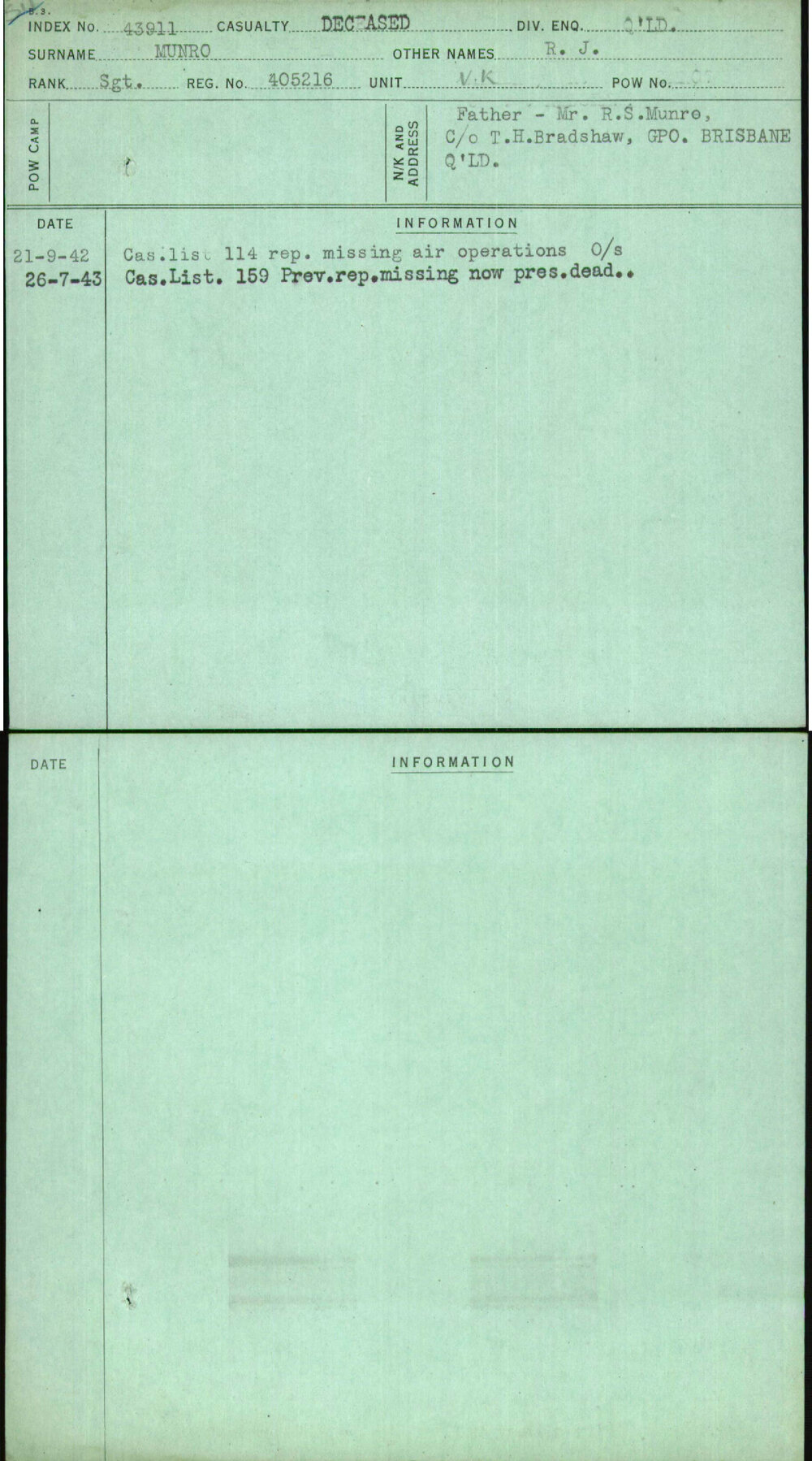 Munro, R J, 405216