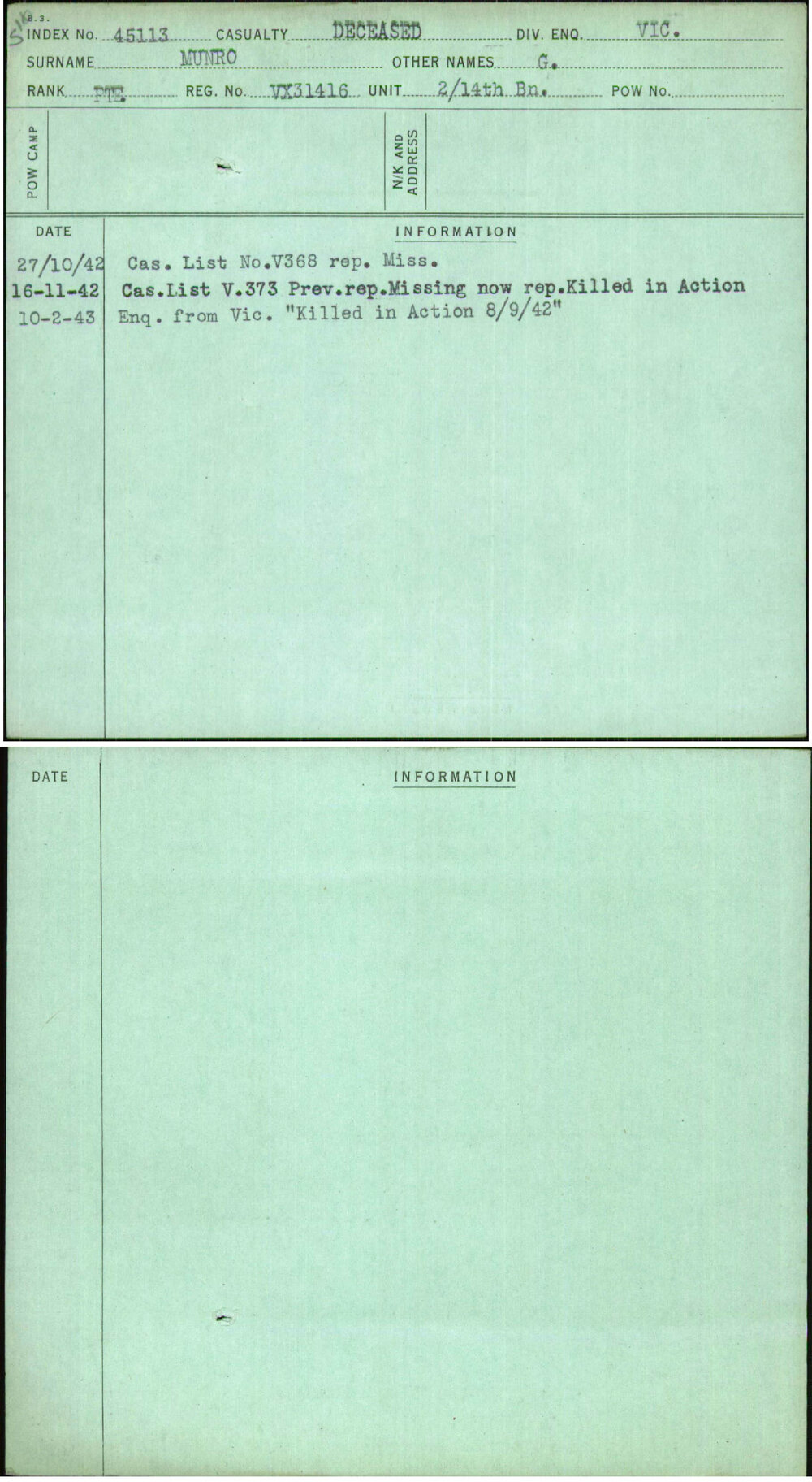 Munro, G, VX31416