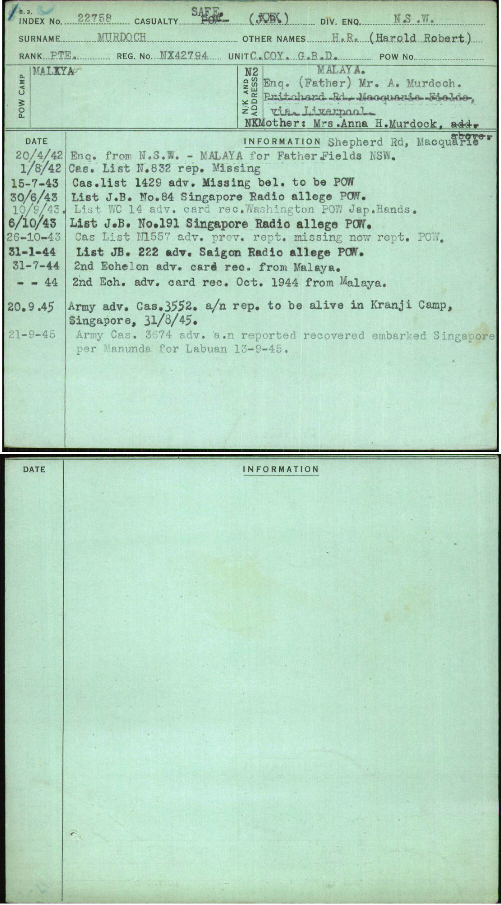 Murdoch, H R (Harold Robert), NX42794