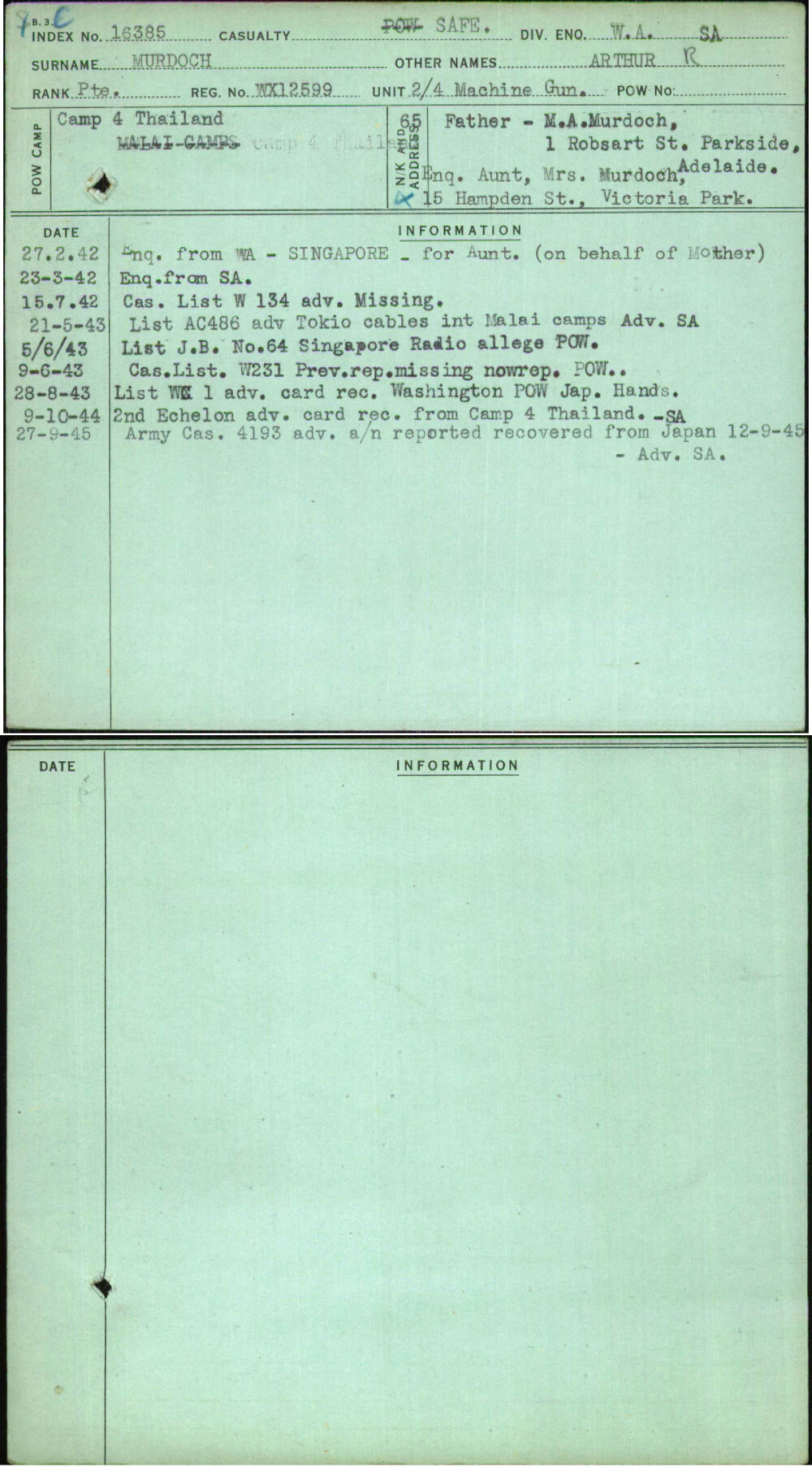 Murdoch, Arthur R, WX12599