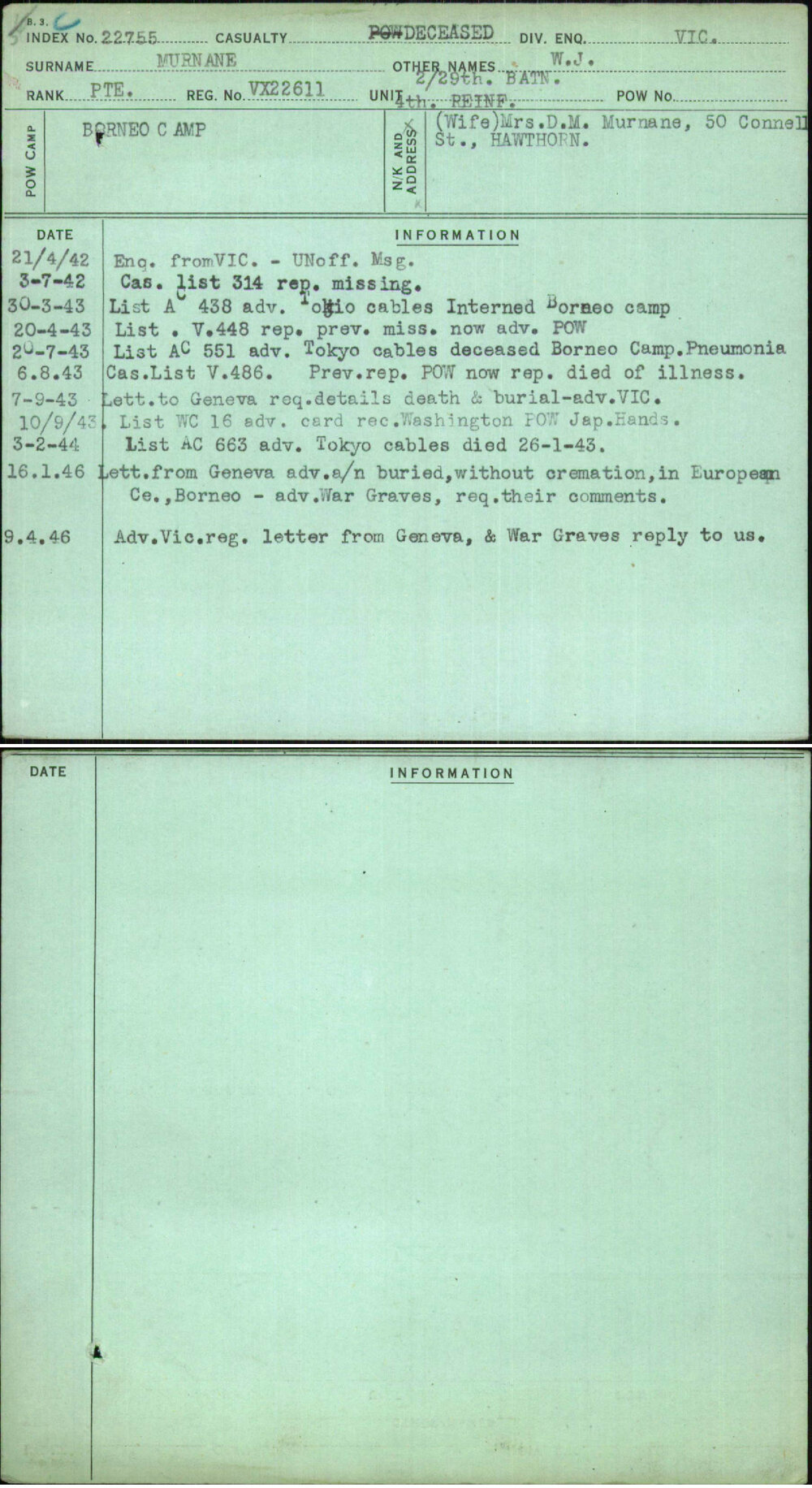 Murnane, W J, VX22611
