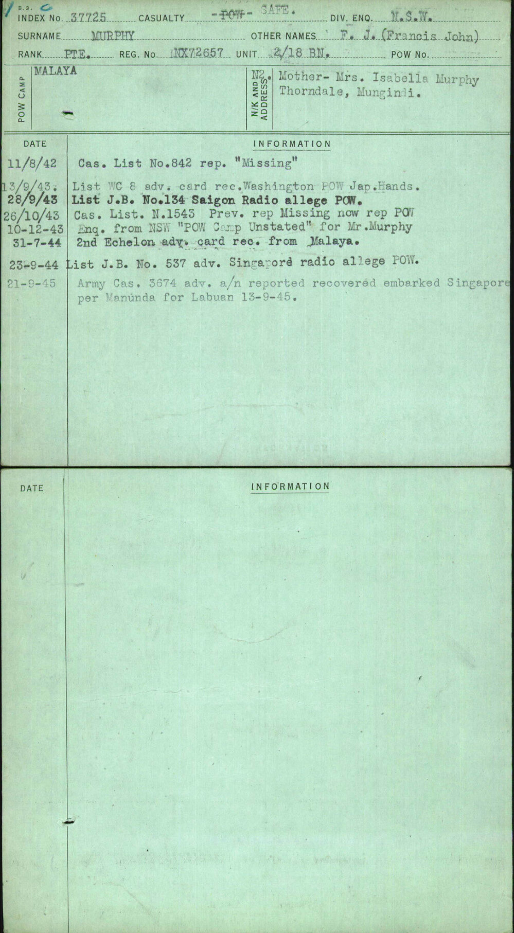 Murphy, F J (Francis John), NX72657