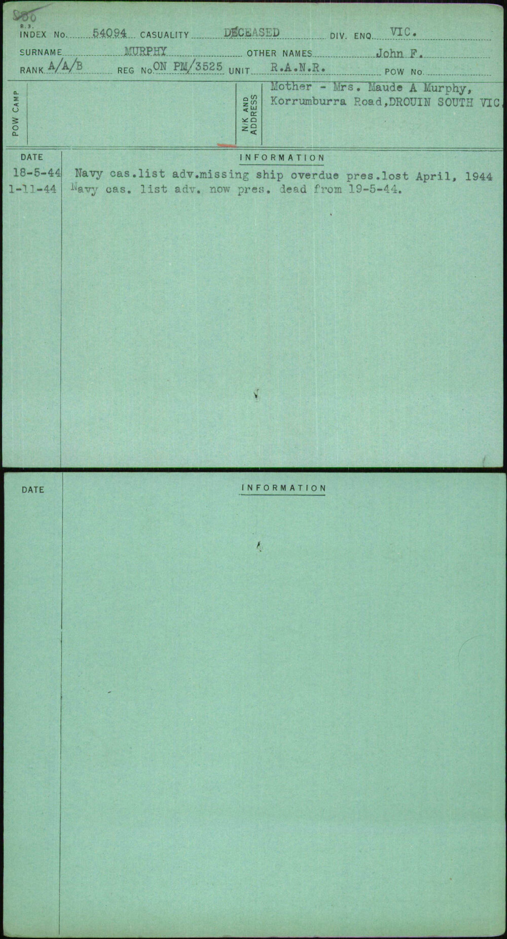 Murphy, John F, On Pm-3525