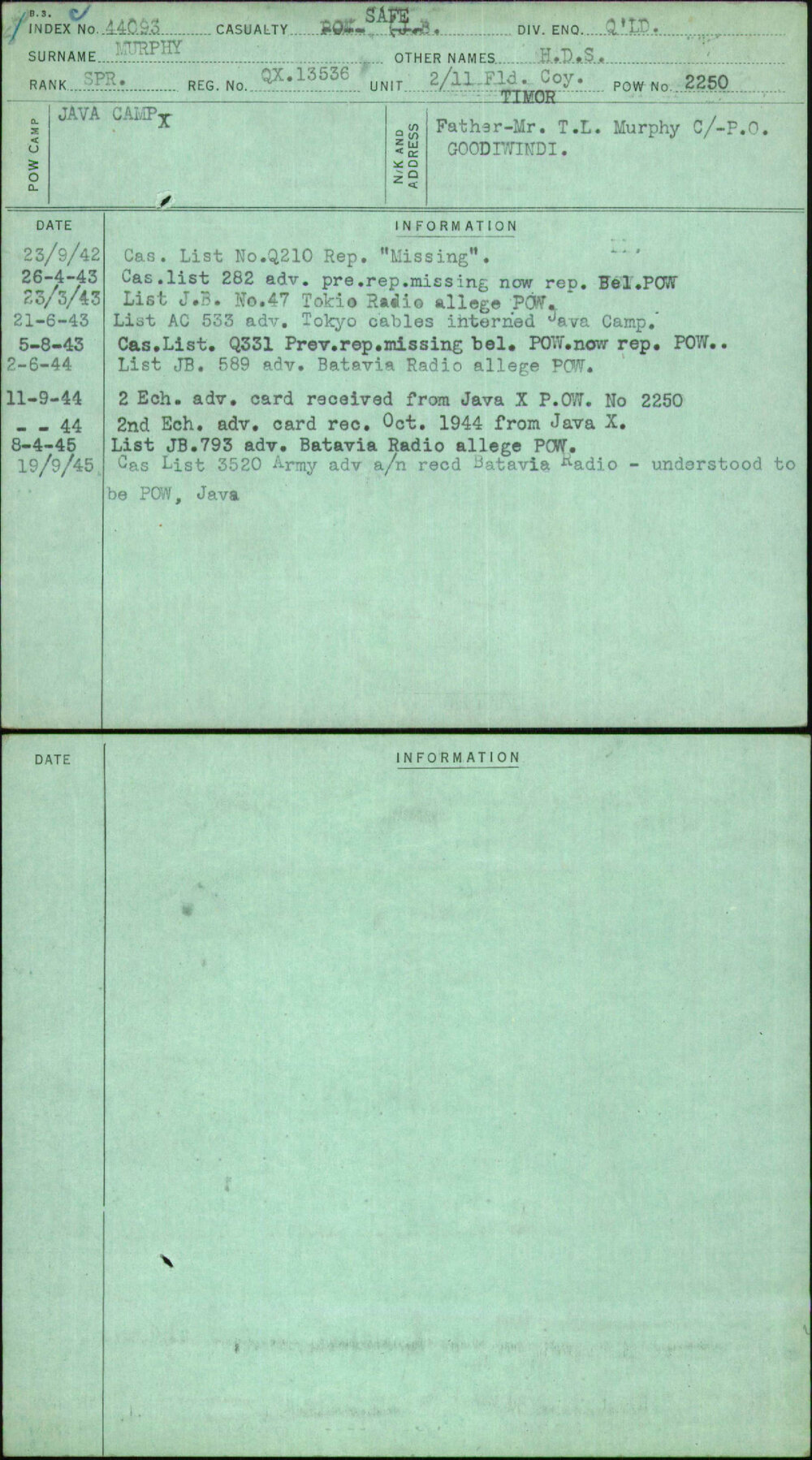 Murphy, H D S, QX13536