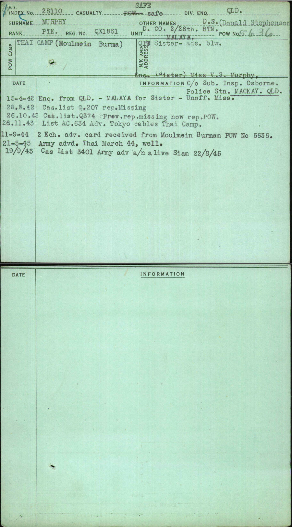 Murphy, D S (Donald Stephenson), QX1861