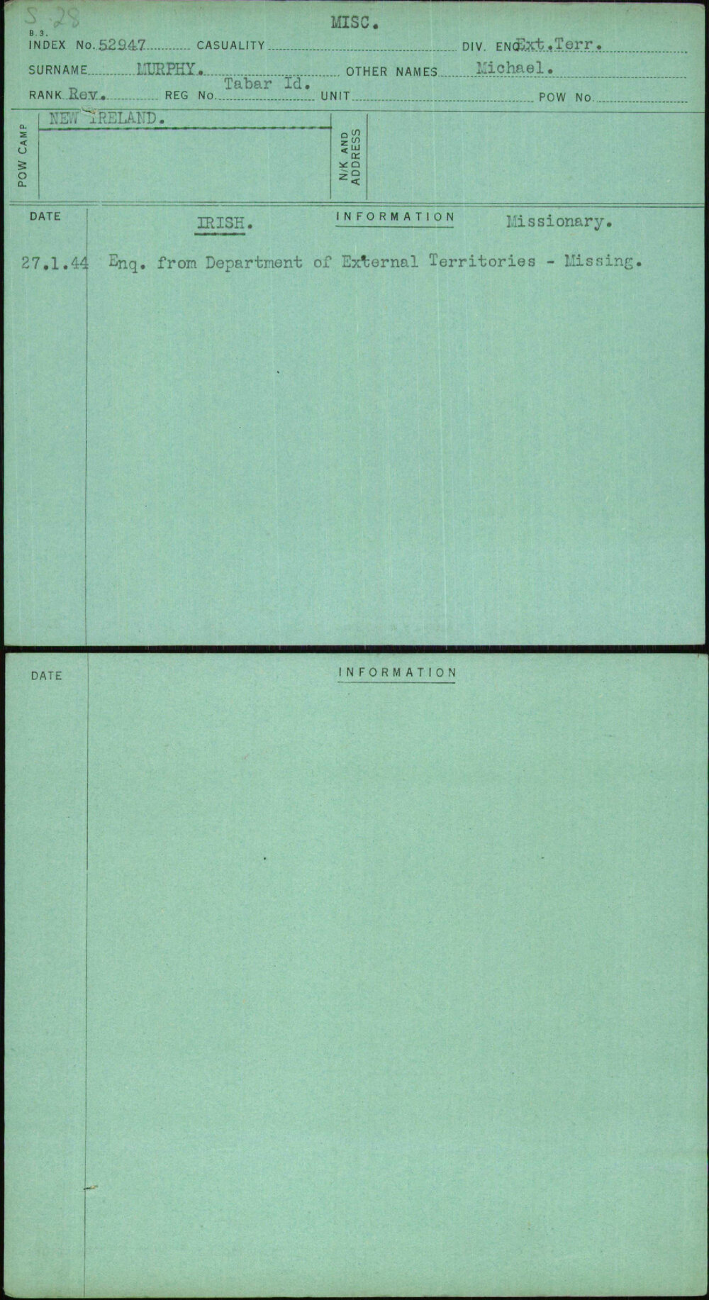 Murphy, Michael, Tabar Id