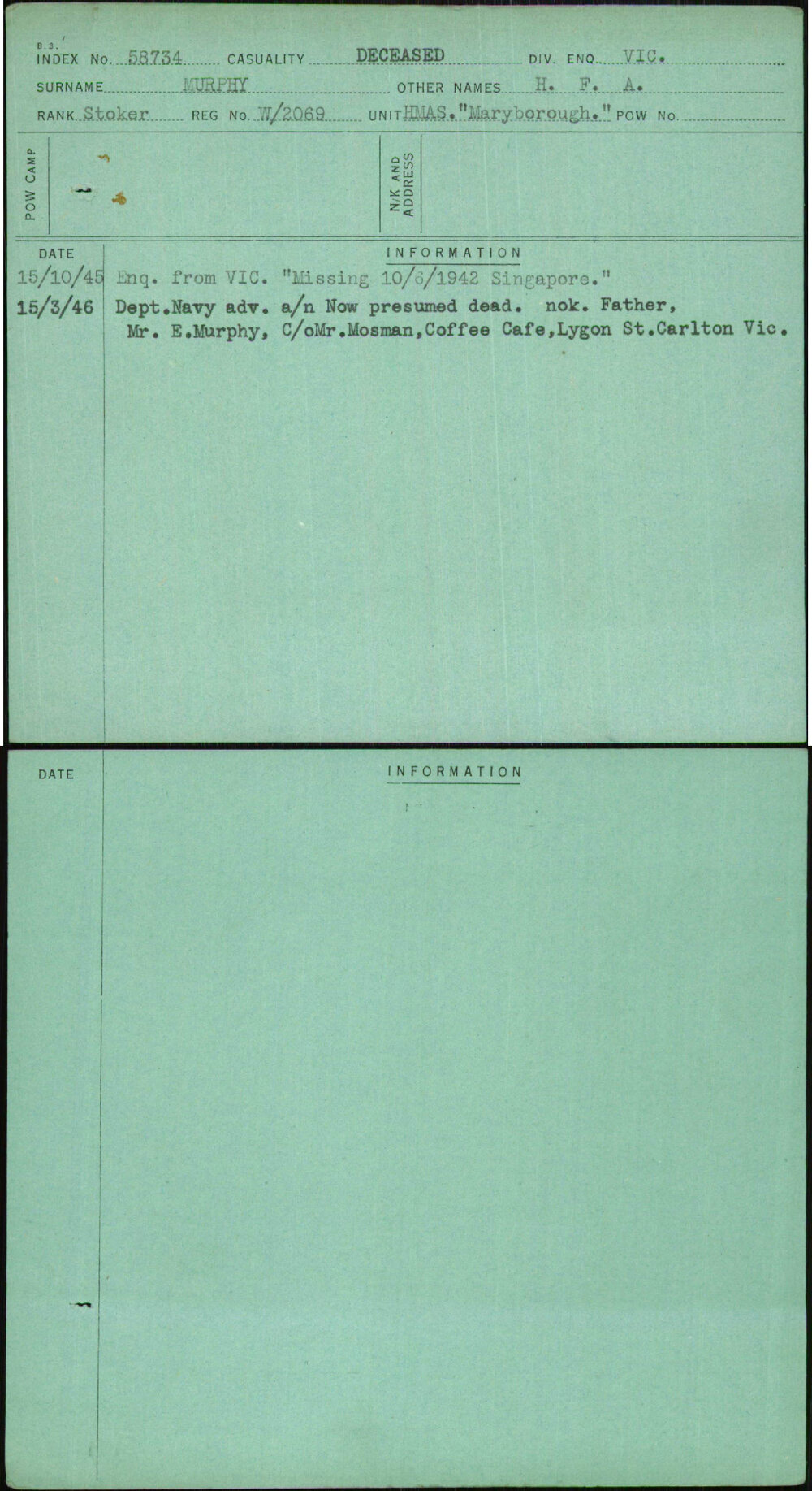 Murphy, H F A, W-2069