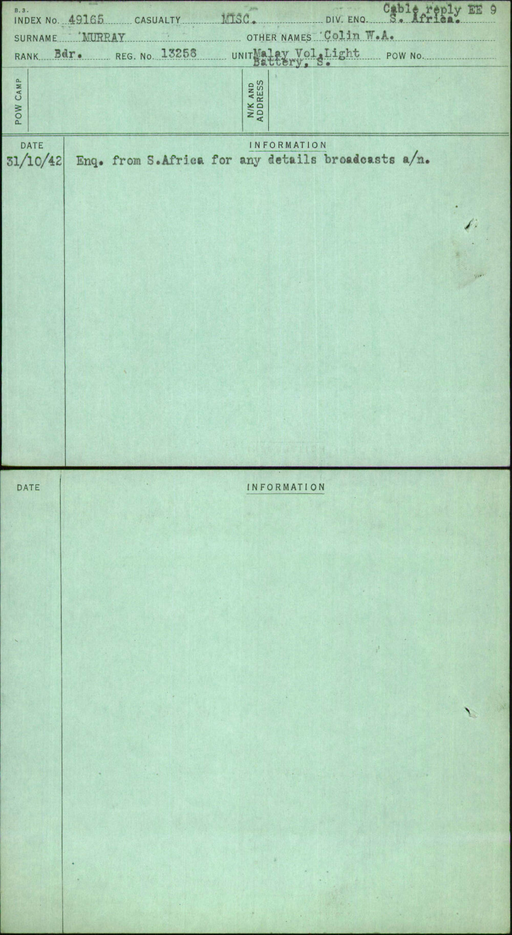 Murray, Colin W A, 13258