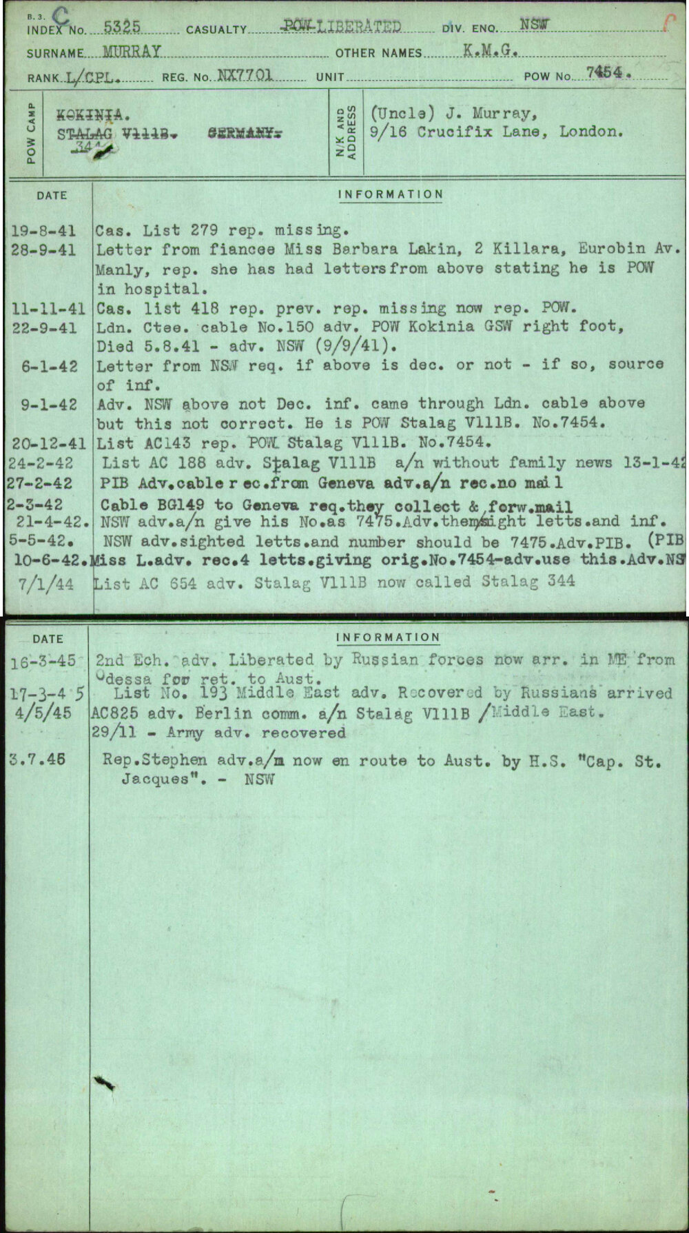 Murray, K M G, NX7701