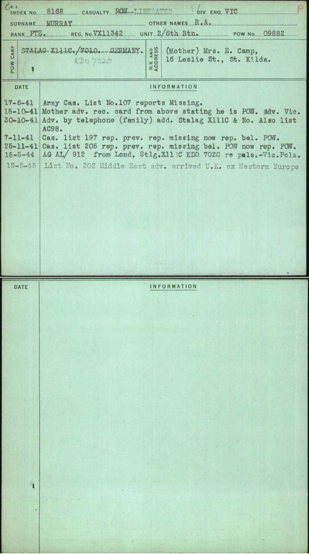 Murray, R A, VX11342