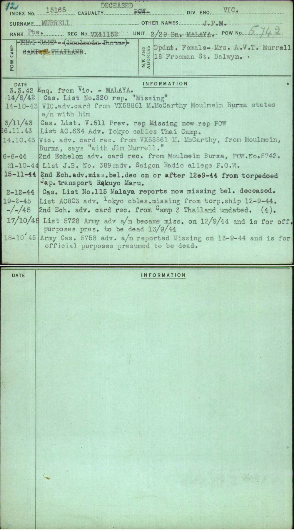 Murrell, J P M, VX41152