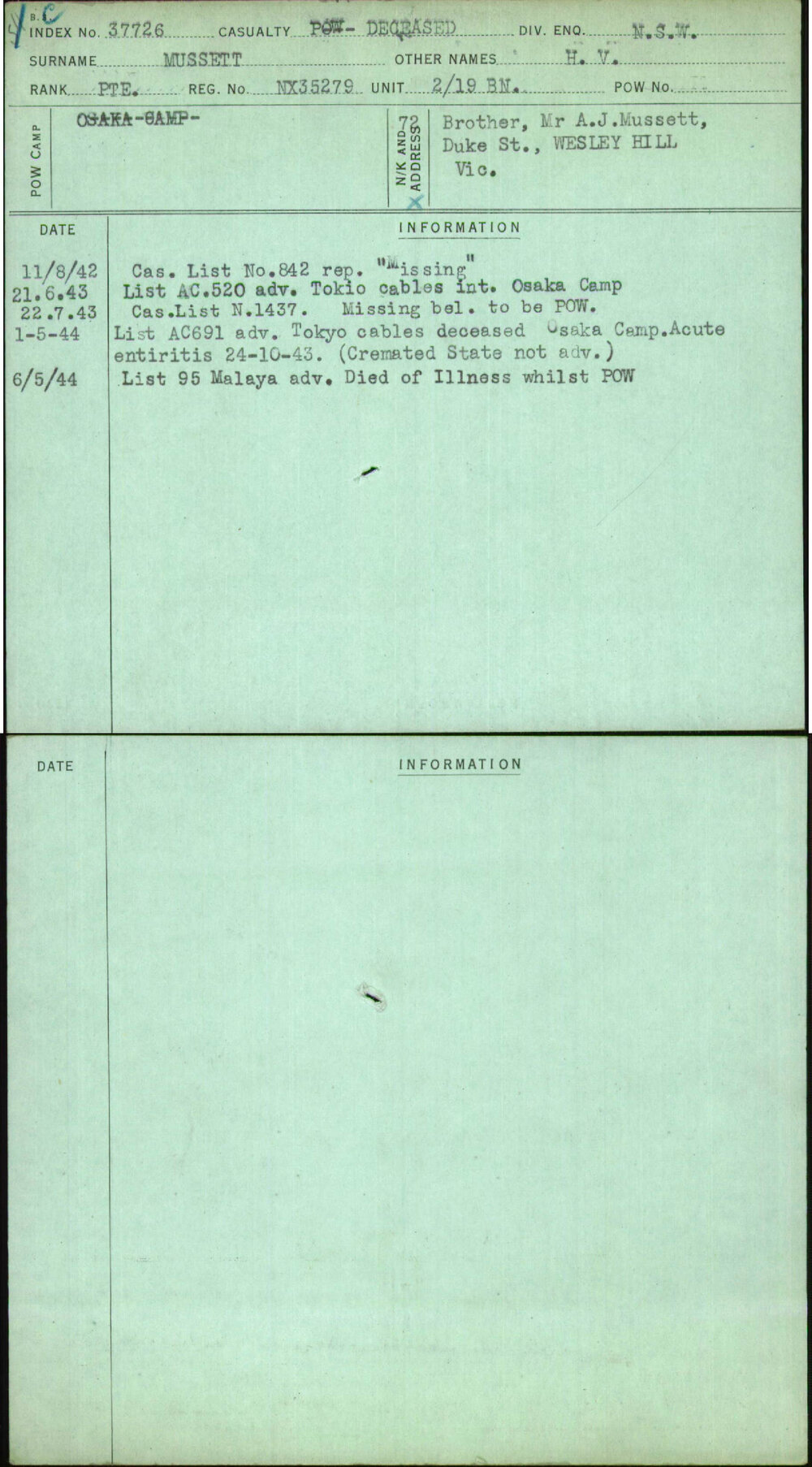 Mussett, H V, NX35279
