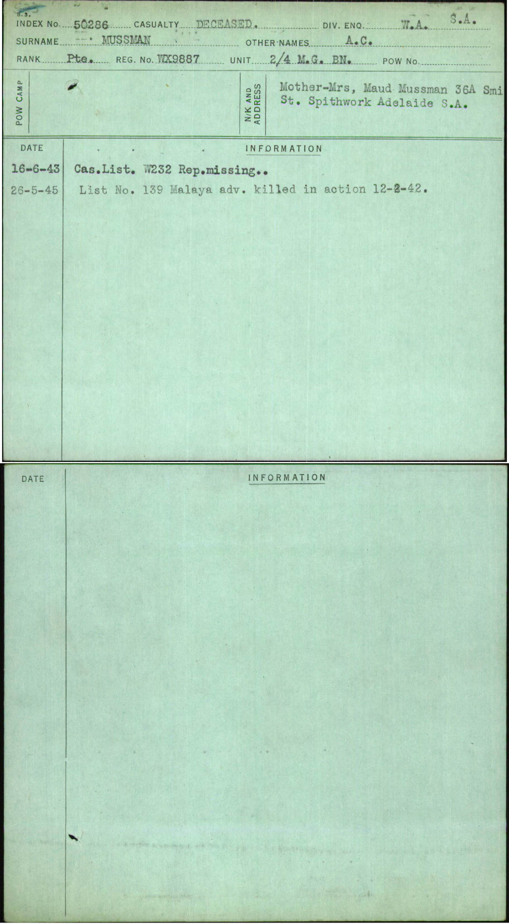 Mussman, A C, WX9887