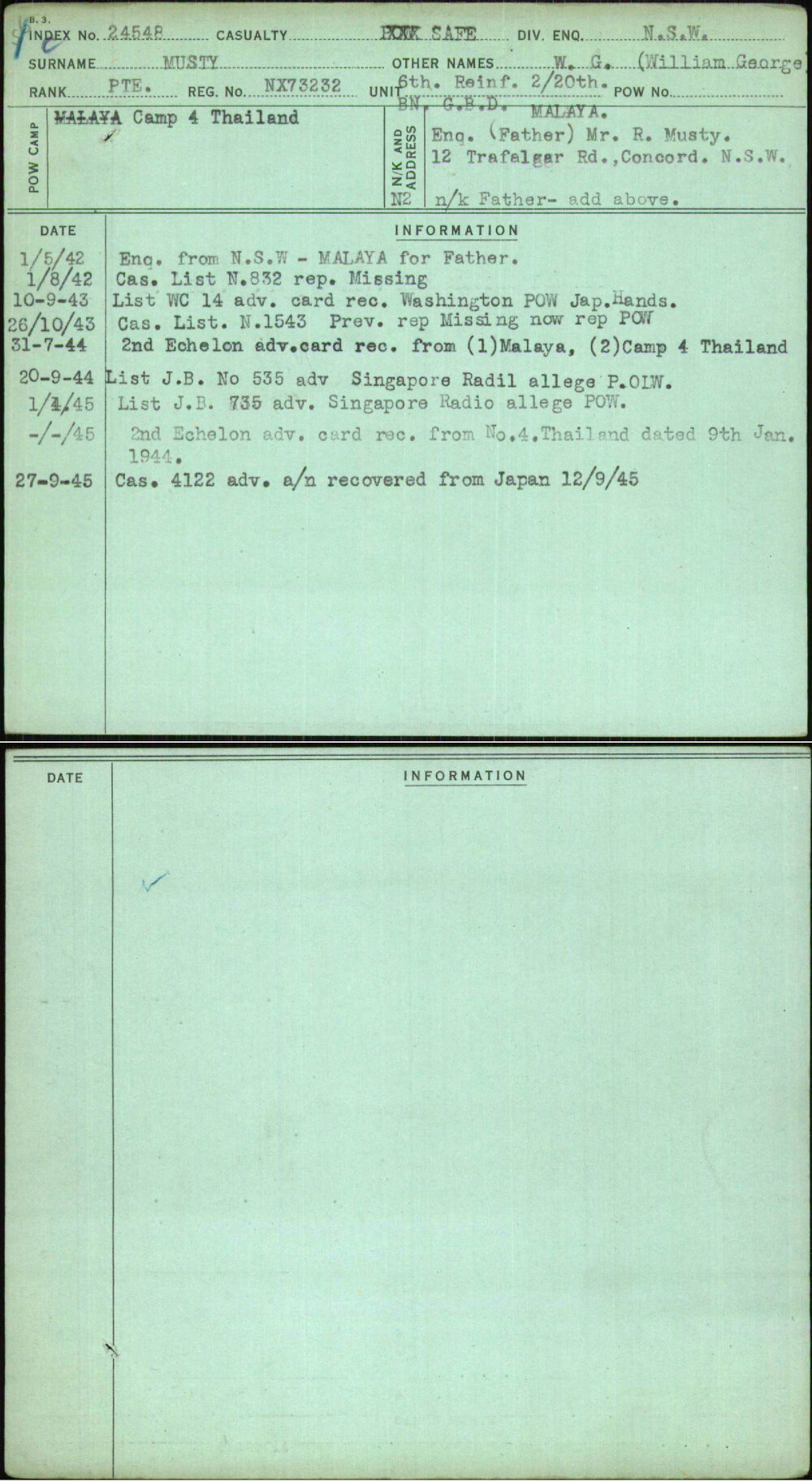 Musty, W G (William George), NX73232