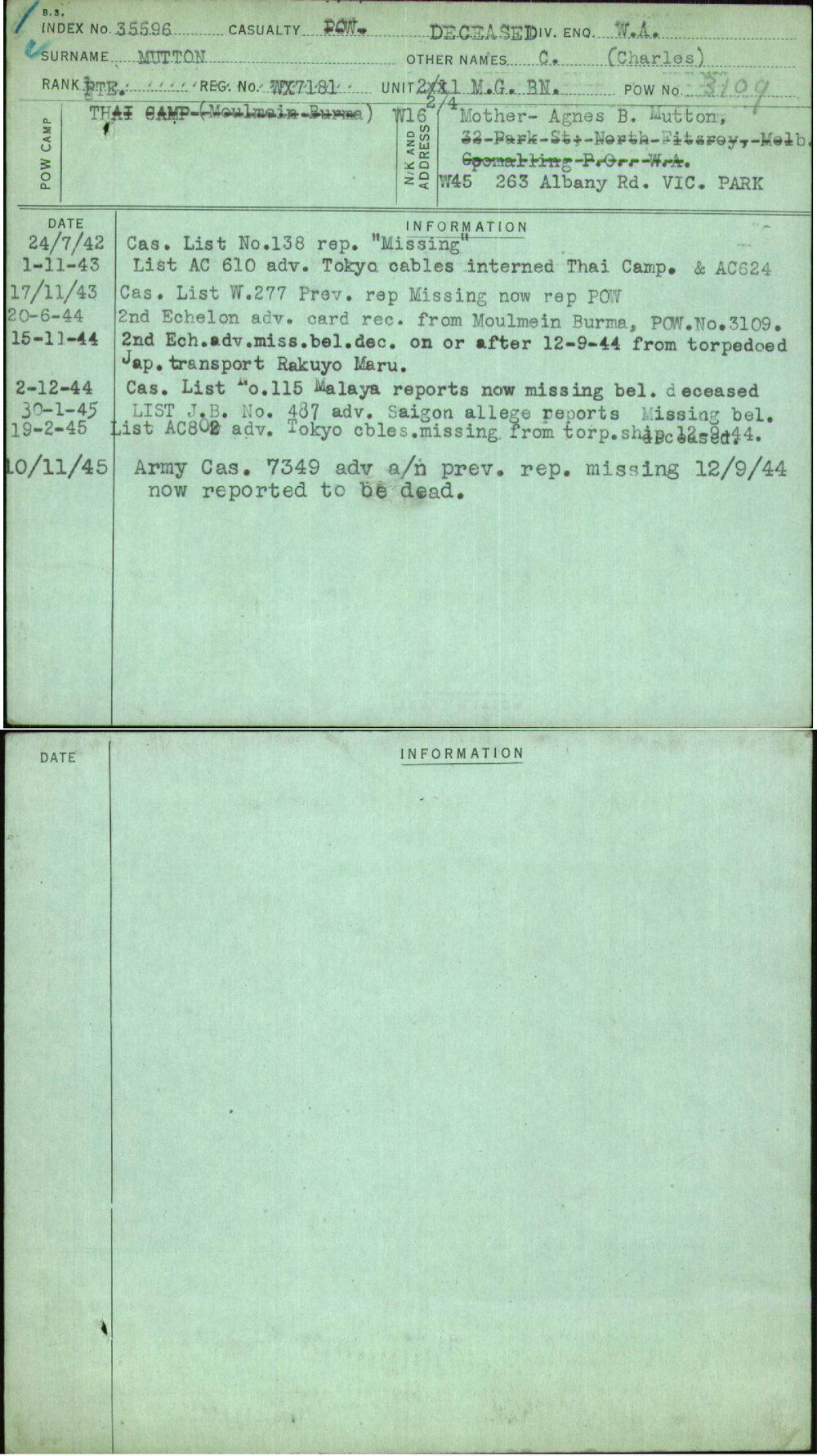 Mutton, C (Charles), WX7181