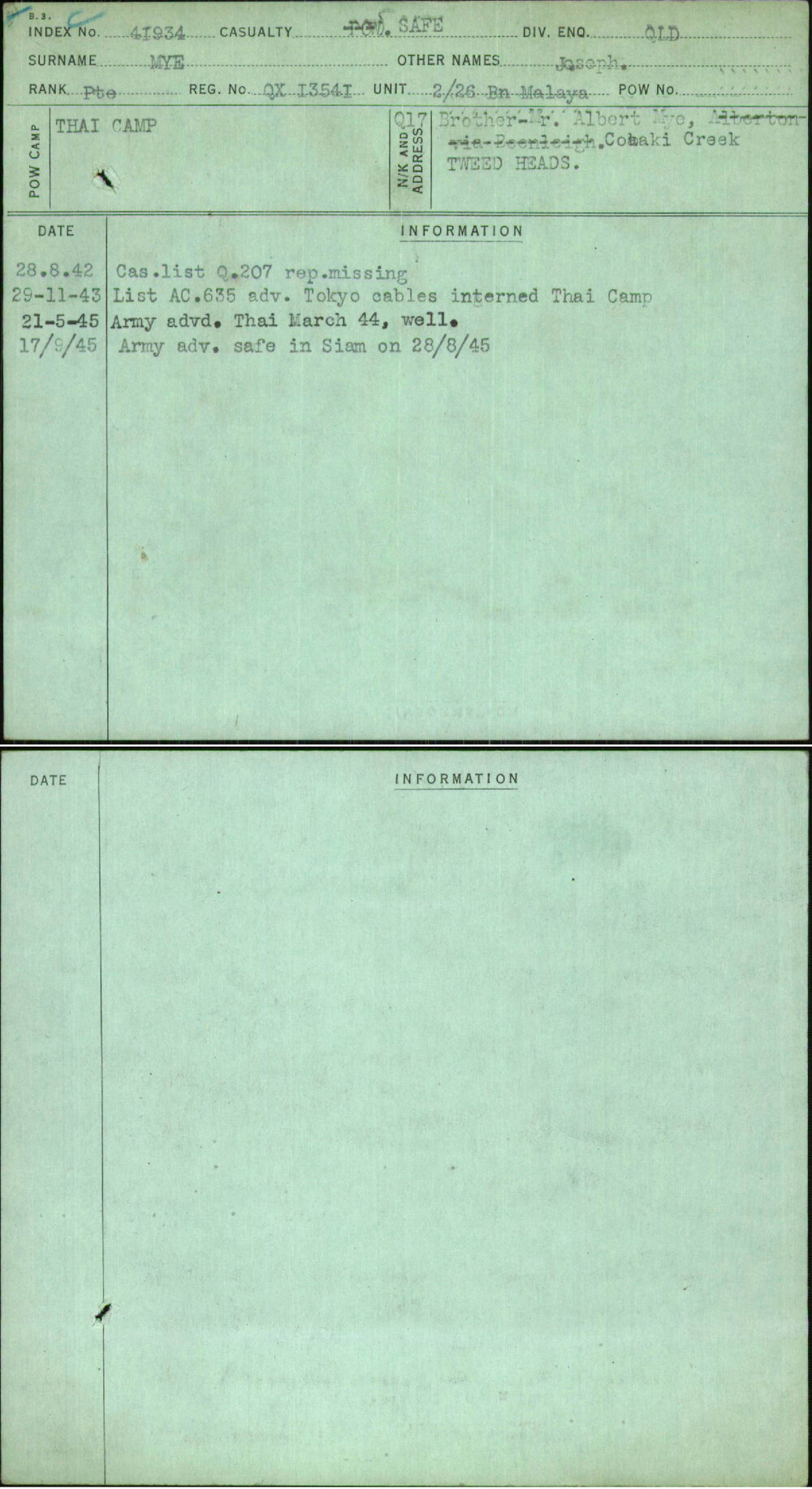 Mye, Joseph, QX13541