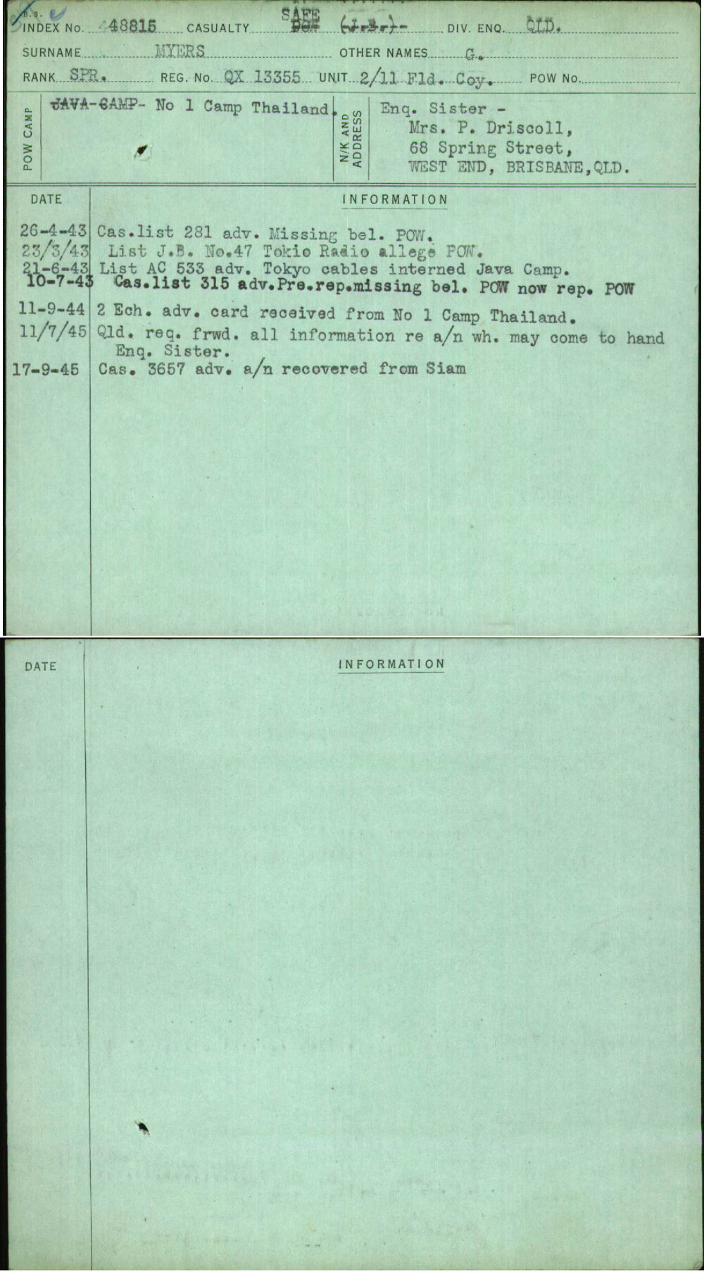 Myers, G, QX13355