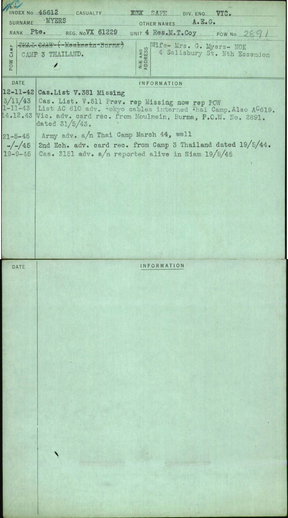 Myers, A E G, VX61229