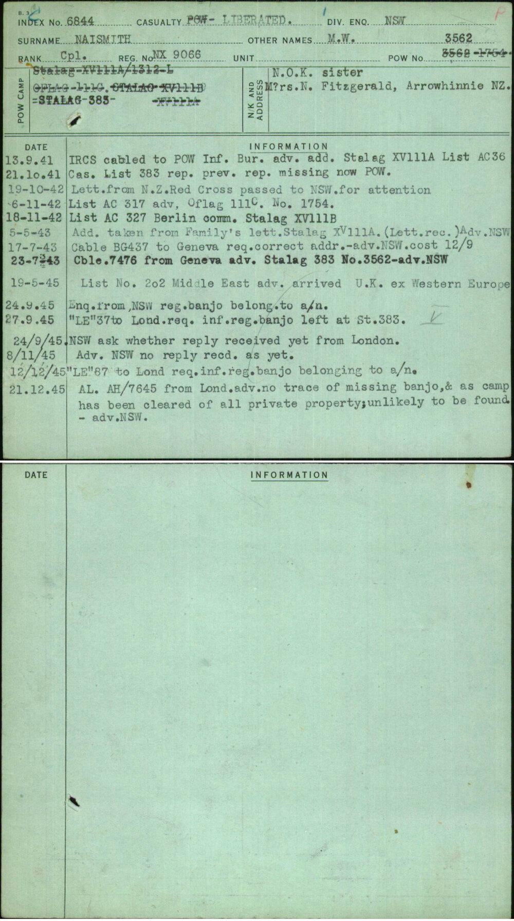 Naismith, M W, NX9066