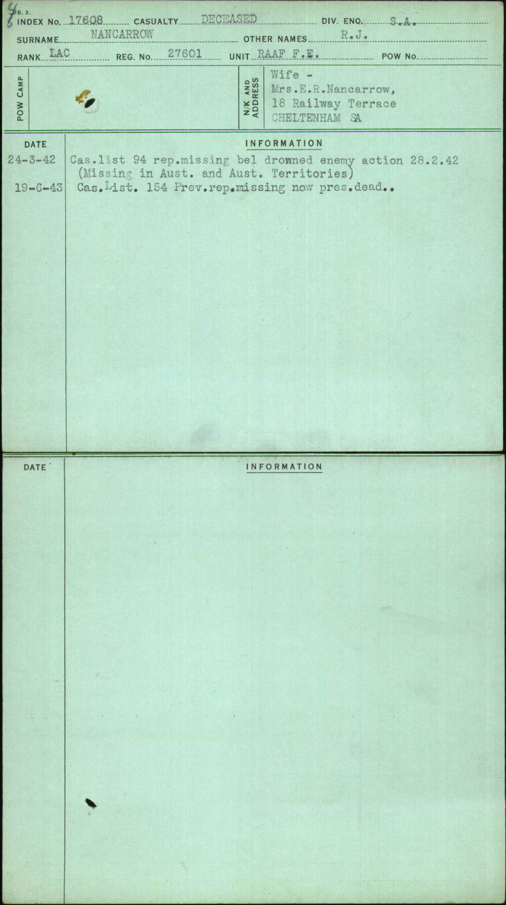 Nancarrow, R J, 27601