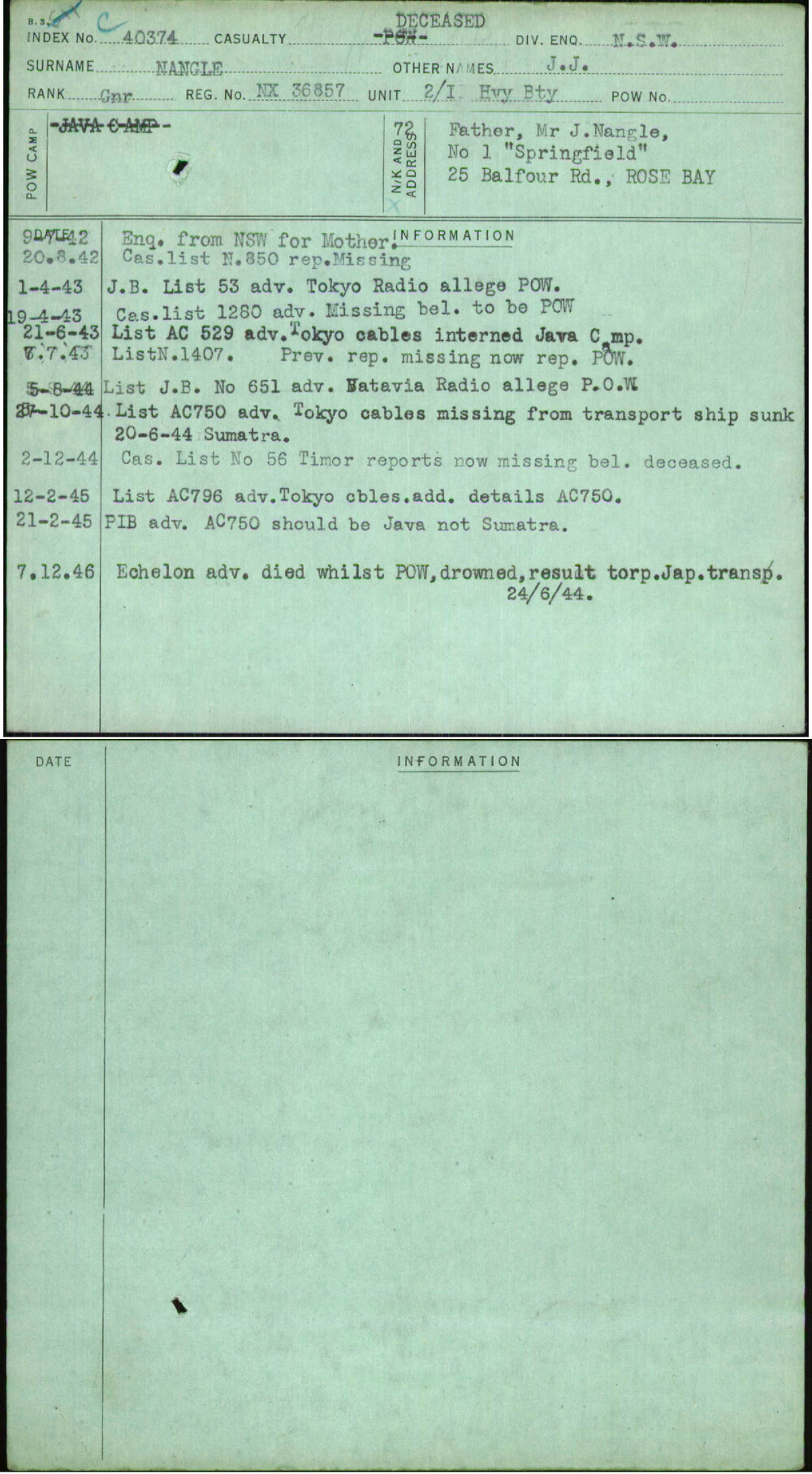 Nangle, J J, NX36857