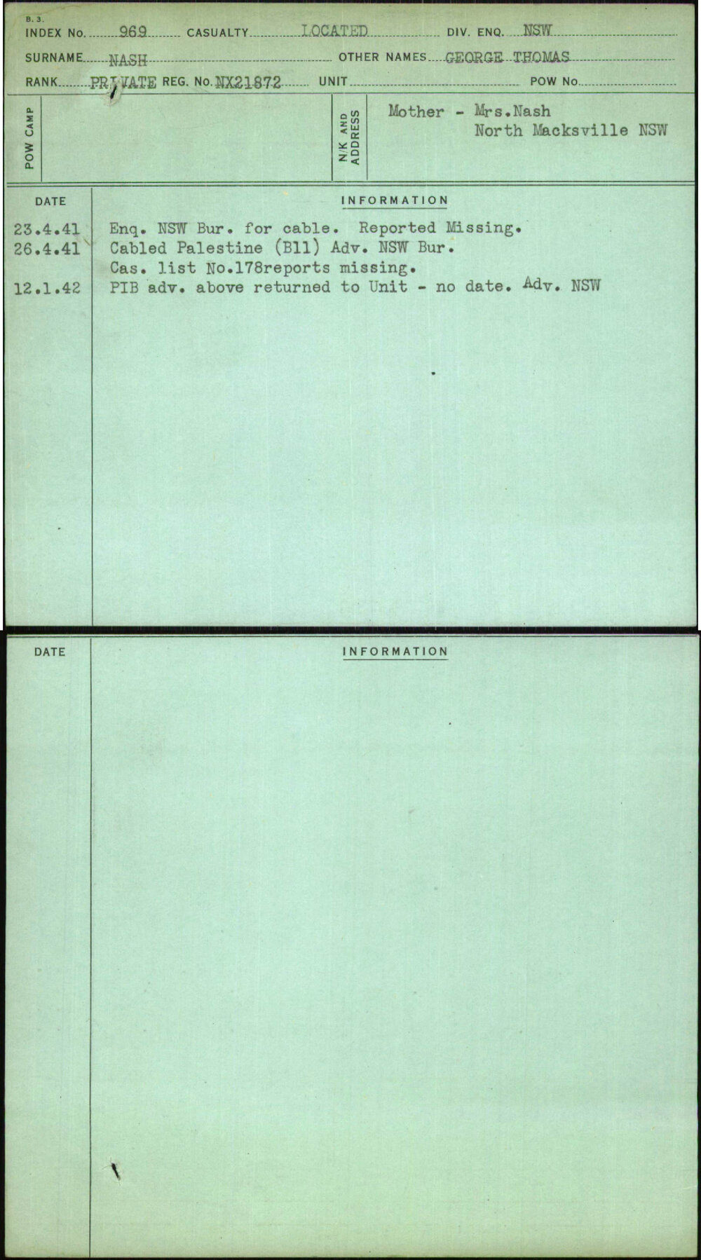 Nash, George Thomas, NX21872