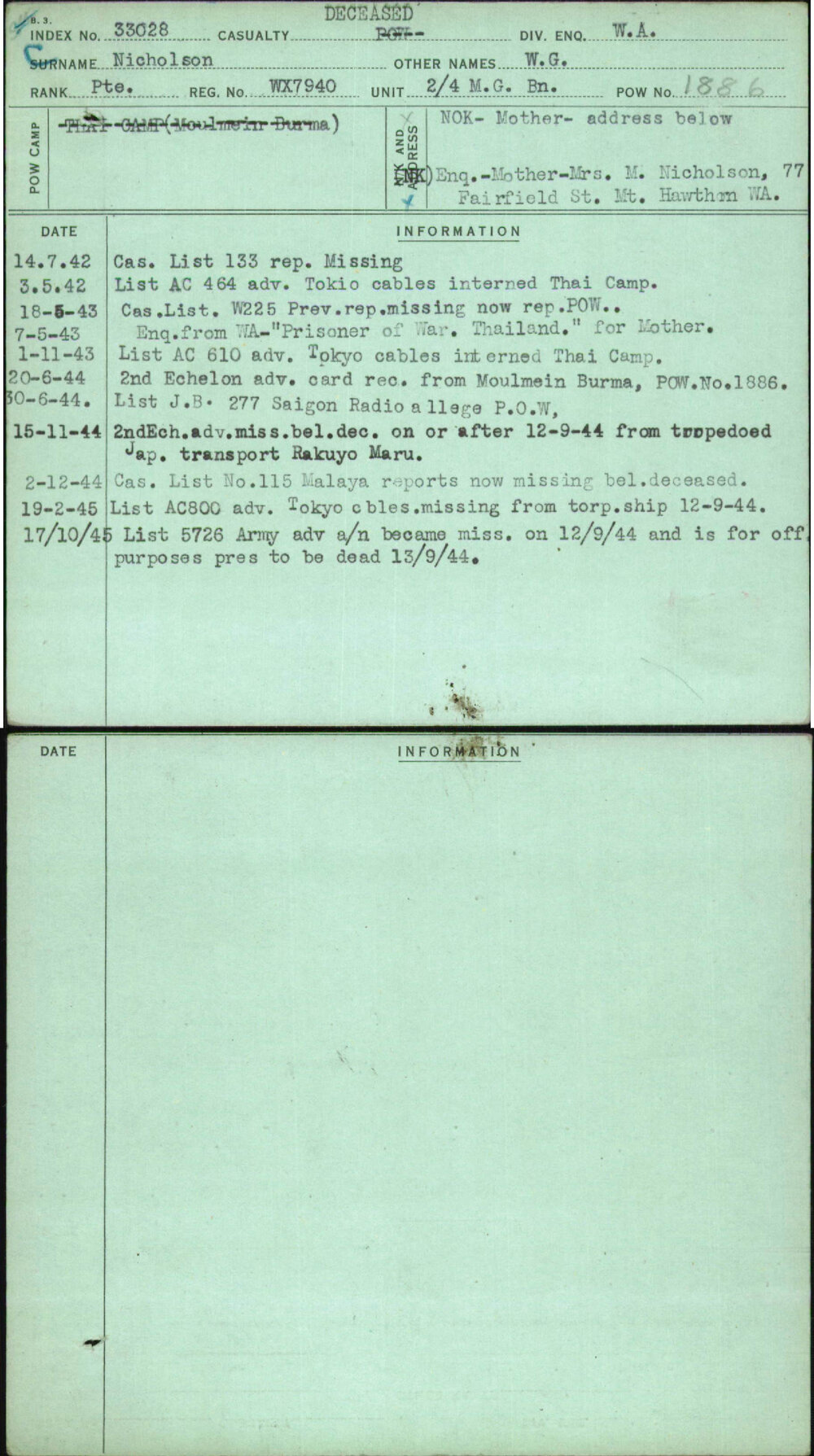 Nicholson, W G, WX7940