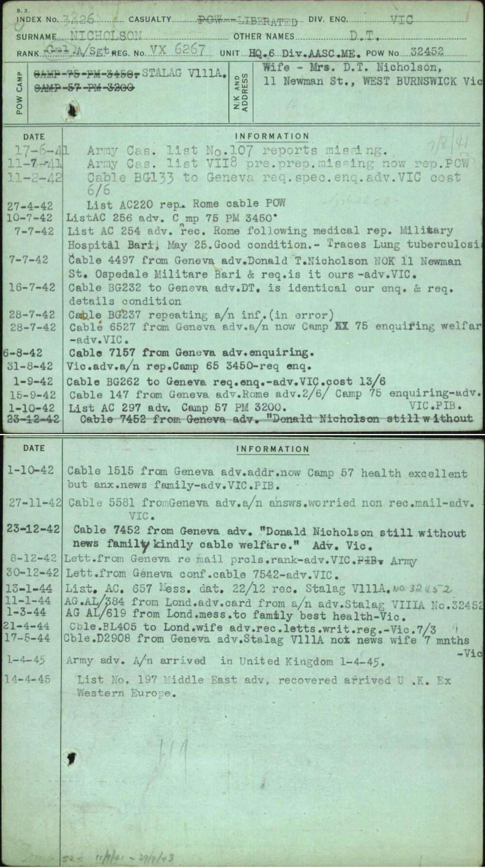 Nicholson, D T, VX6267