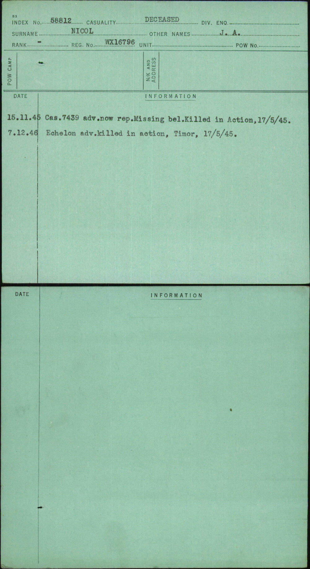 Nicol, J A, WX16796