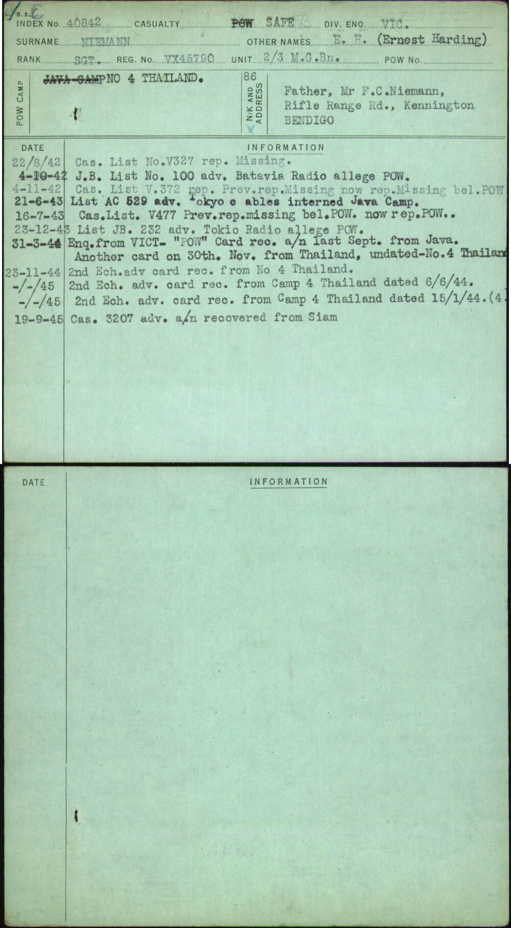 Niemann, E H (Ernest Harding), VX45790