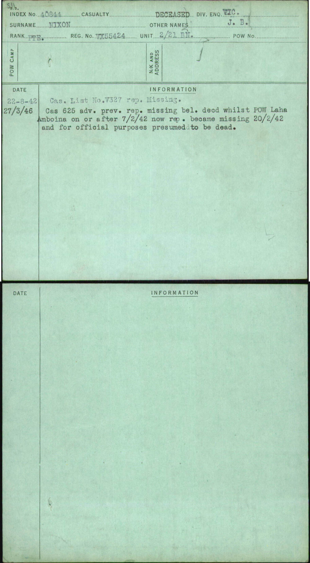 Nixon, J B, VX55424