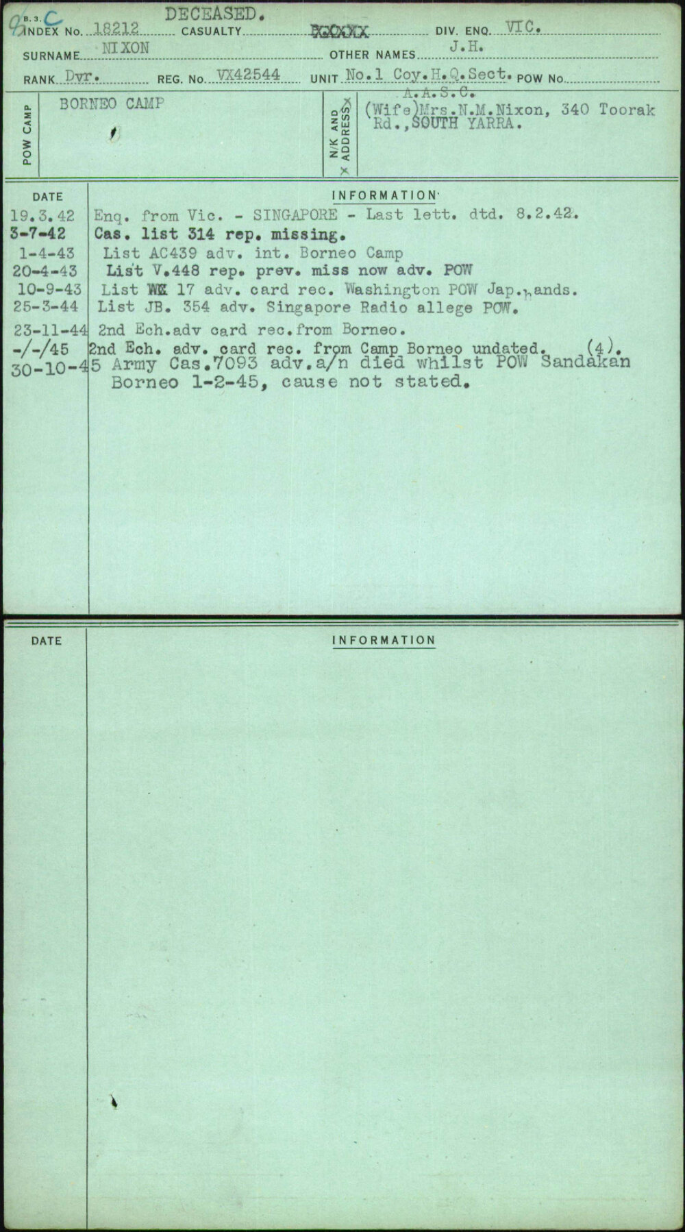 Nixon, J H, VX42544