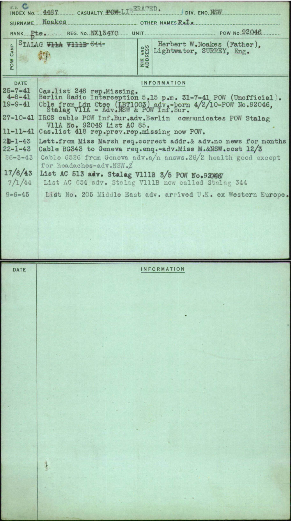 Noakes, R T, NX13470