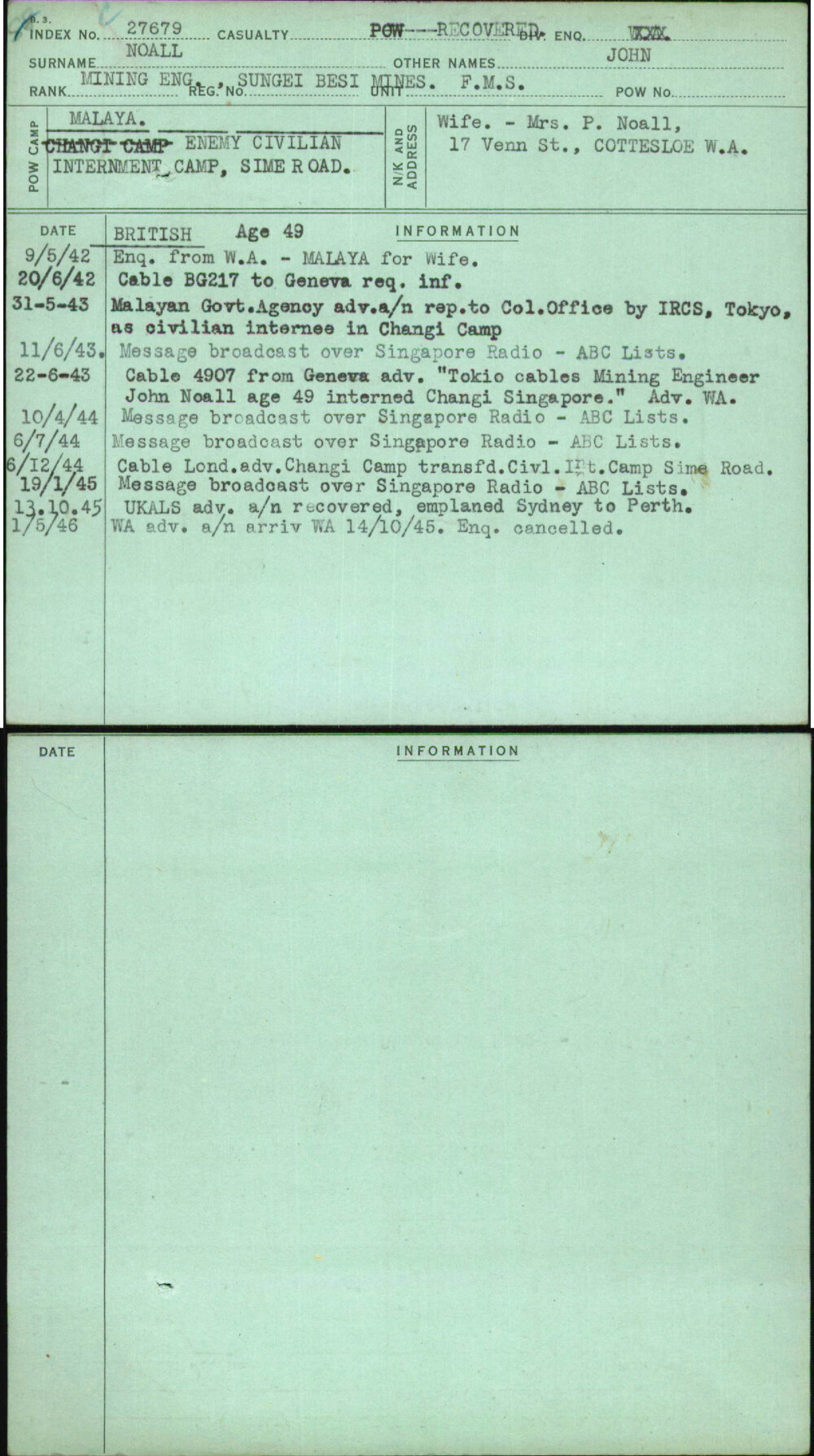 Noall, John, [No Service Number]