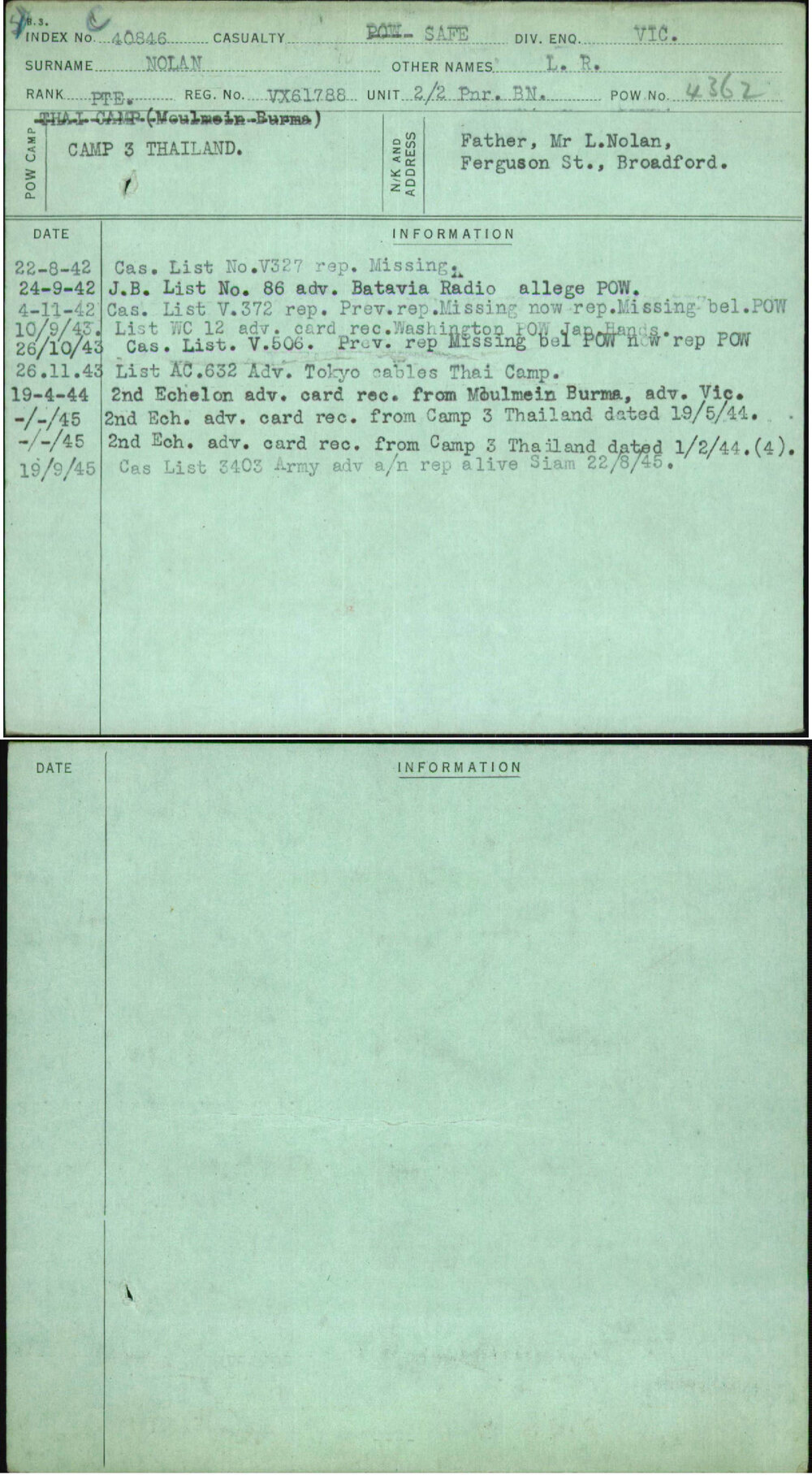 Nolan, L R, VX61788