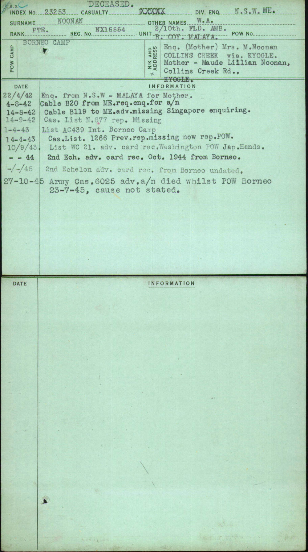 Noonan, W A, NX15554