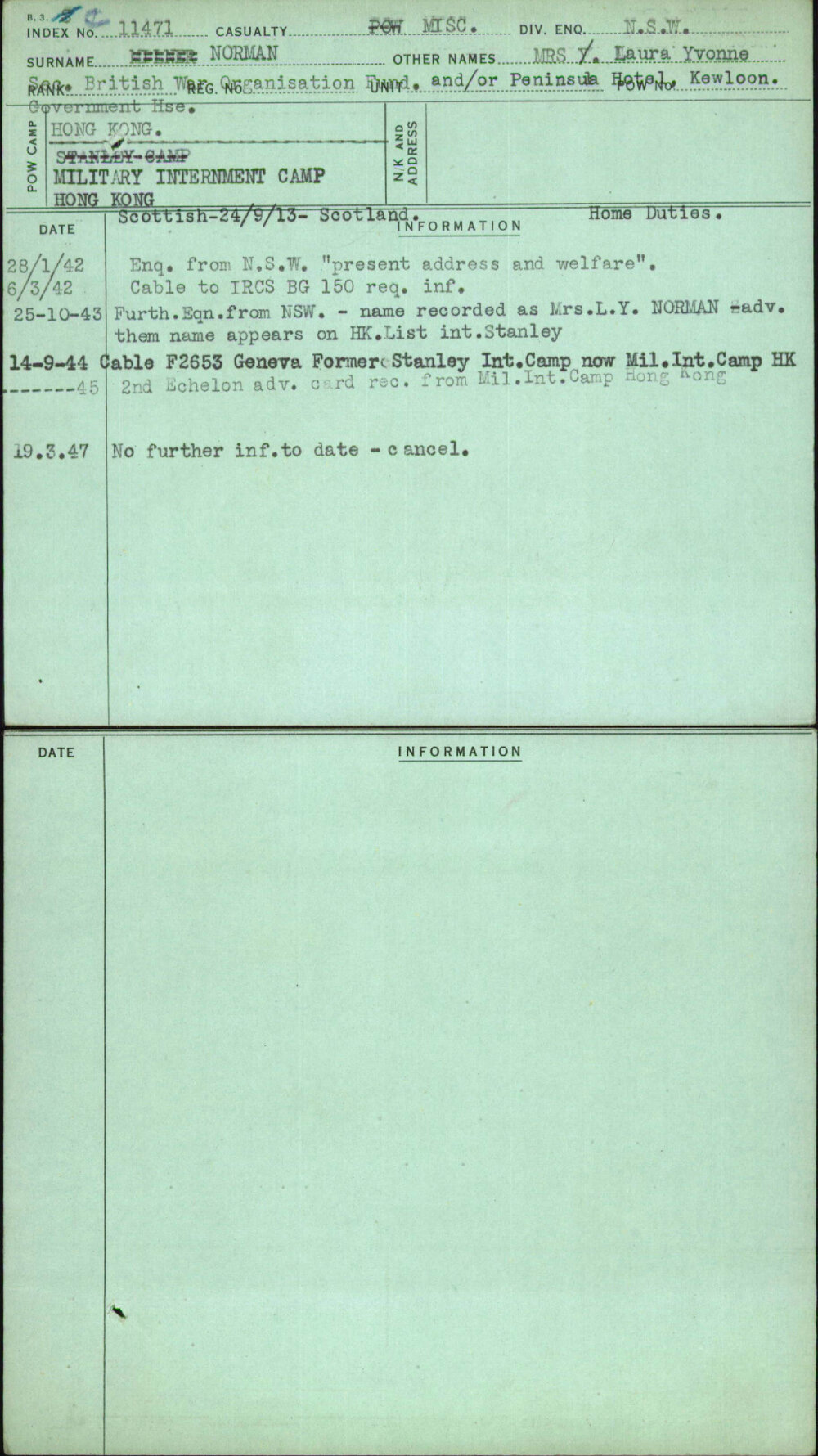 Norman, Mrs Laura Yvonne, [No Service Number]