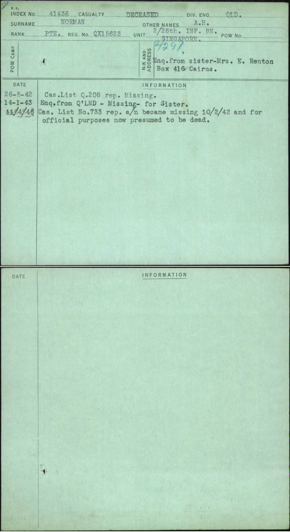 Norman, A H, QX15623