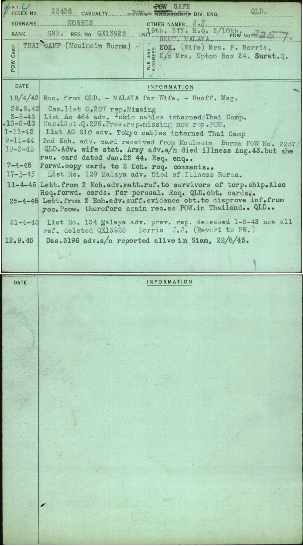 Norris, J J, QX13928