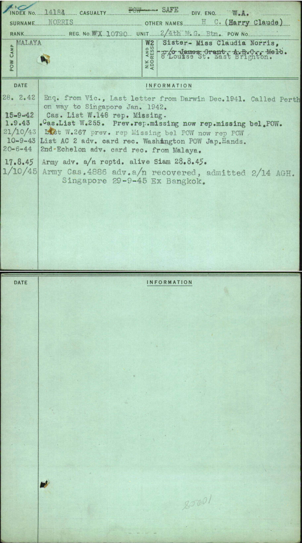 Norris, H C (Harry Claude), WX10790