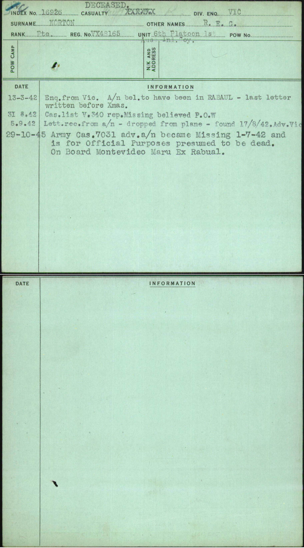 Norton, R E G, VX48165