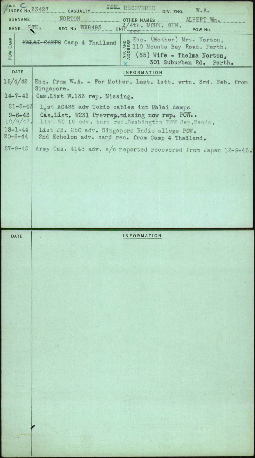 Norton, Albert Wm, WX8493