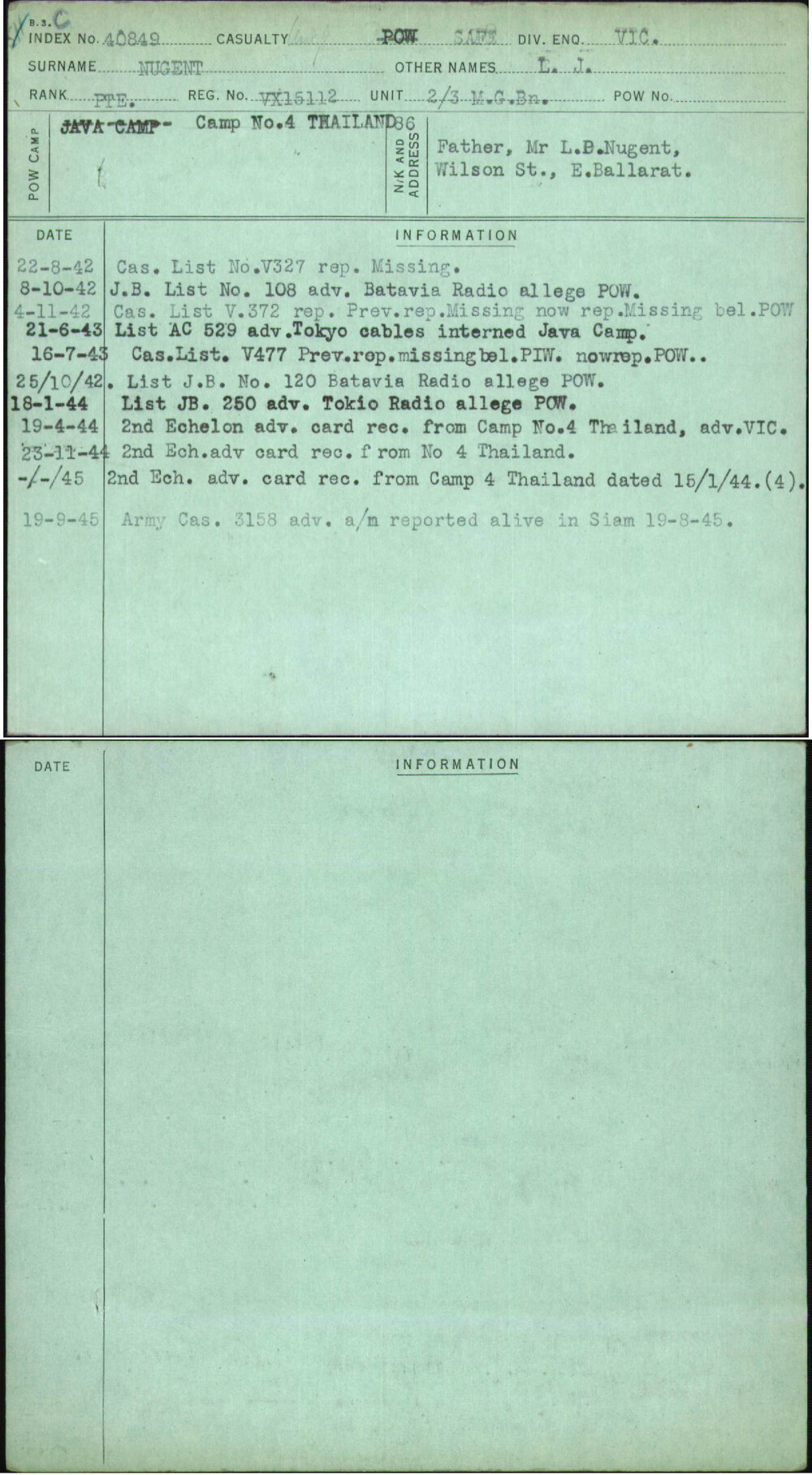 Nugent, L J, VX15112