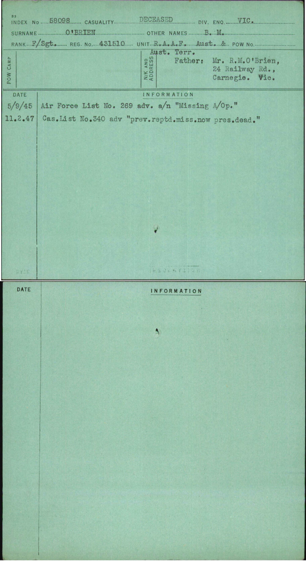 O'Brien, B M, 431510