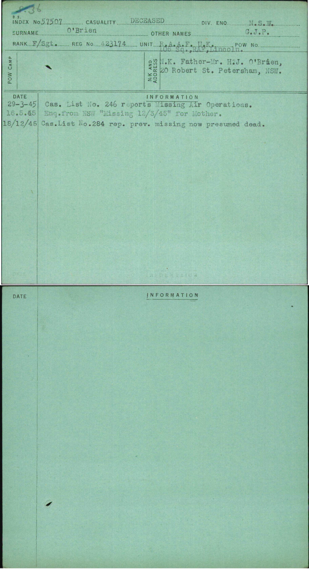 O'Brien, G J P, 423174